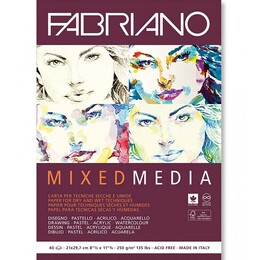 Fabriano Mixed Media Çok Amaçlı Karışık Teknik Eskiz Çizim Defteri 250 gr. A4 40 yaprak - 1