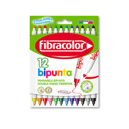 Fibracolor Bipunta Kalın+İnce Çift Uçlu Keçeli Kalem 12 Renk - 1