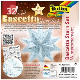 Folia Bascetta Stern Çift Taraflı Origami Kağıdı 15x15 cm. 32 Yaprak KIŞ MOTİFİ BEYAZ - 1