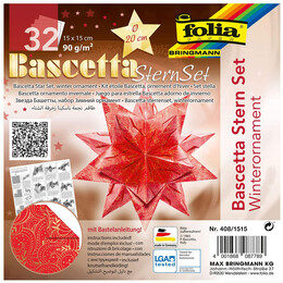 Folia Bascetta Stern Çift Taraflı Origami Kağıdı 15x15 cm. 32 Yaprak KIŞ MOTİFİ KIRMIZI - 1