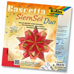 Folia Bascetta Stern Çift Taraflı Origami Kağıdı 20x20 cm. 32 Yaprak HOT RED / GOLD - 1