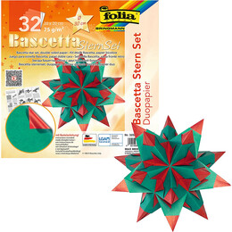 Folia Bascetta Stern Çift Taraflı Origami Kağıdı 20x20 cm. 32 Yaprak HOT RED / GREEN - 1