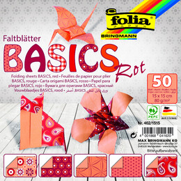 Folia Origami Kağıdı 15x15 cm. 5 Desen 50 Yaprak Basic Kırmızı - 1