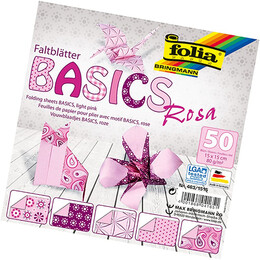 Folia Origami Kağıdı 15x15 cm. 5 Desen 50 Yaprak Basic Pembe - 1