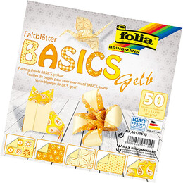 Folia Origami Kağıdı 15x15 cm. 5 Desen 50 Yaprak Basic Sarı - 1