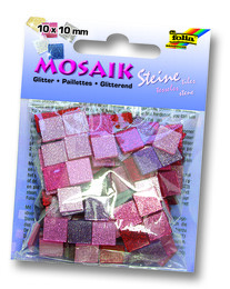 Folia Simli Mozaik Taşı 10x10 mm. 190 Adet GLİTTER PEMBE - 1