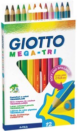 Giotto Mega-Tri Üçgen Jumbo Kuru Boya 12 Renk - 1