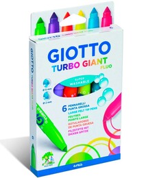 Giotto Turbo Giant Keçeli Kalem 6 Renk Fosforlu Renkler - 1