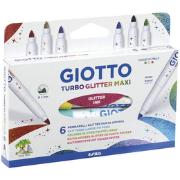 Giotto Turbo Maxi Glitter Kalın Uçlu Simli Keçeli Kalem 6 Renk - 1