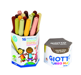 Giotto Turbo Maxi Skin Tones Keçeli Boya Kalemi 16'lı Pot Ten Renkleri - 1