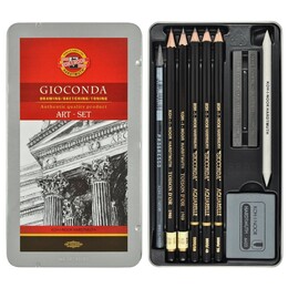 Koh-i Noor Gioconda Art Set Karakalem Eskiz Çizim Seti 10 Parça Metal Kutu - 1