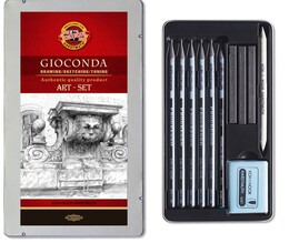 Koh-i Noor Gioconda Art Set Karakalem Eskiz Çizim Seti 11 Parça Metal Kutu - 1