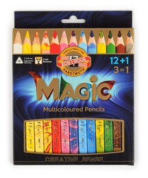 Koh-i Noor Magic Multicolour Karışık Renkli (3in1) Kalın Kuru Boya Kalemi Seti 12+1 Renk - 1