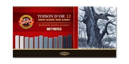 Koh-i Noor Toison D'or Soft Pastel Boya Seti GRİ TONLAR 12 Renk (KÖŞELİ) - 1