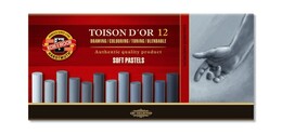 Koh-i Noor Toison D'or Soft Pastel Boya Seti GRİ TONLAR 12 Renk - 1