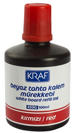 Kraf Beyaz Tahta Kalemi Mürekkebi 100 ml. KIRMIZI - 1