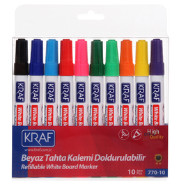 Kraf Doldurulabilir Beyaz Tahta Kalemi 10 Renk Set - 1