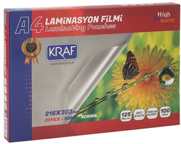 Kraf Laminasyon Filmi Parlak A4 125 Micron 100'lü - 1