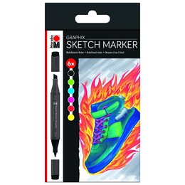 Marabu Graphix Sketch Marker Seti 6 Renk Heat - 1