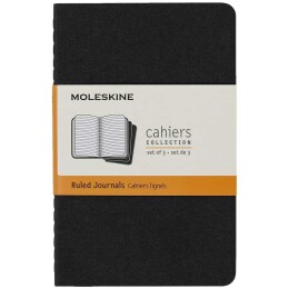 Moleskine Chaier 3'lü Günlük Defter Çizgili Cep Boy 9x14 cm. 64 Sayfa Siyah - 1