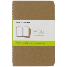 Moleskine Chaier 3'lü Günlük Defter Çizgisiz Cep Boy 9x14 cm. 64 Sayfa Kraft - 1