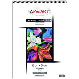 Ponart Creative Pastel Block Pastel Boya Defteri 160 gr. 35x50 cm. Karışık Renkli 15 yaprak - 1