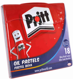 Pritt Pastel Boya 18 Renk Plastik Çantalı - 1