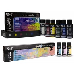 Rich Mastermix Akrilik Boya Seti 18 Renk x 60 cc. 6 Canlı + 12 Pastel Renk - 1