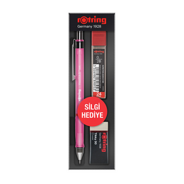 Rotring Visuclick Versatil Kalem + Min + Silgi Okul Seti 0.5 mm PEMBE - 1