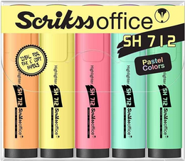 Scrikss Office Highlighter Fosforlu İşaretleme Kalemi Seti 5 Renk Pastel Renkler - 1