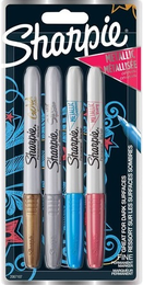 Sharpie Metallic Permanent Marker Kalem Seti Fine Uç 4 Renk METALİK RENKLER - 1