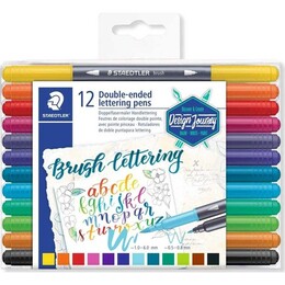 Staedtler Brush Lettering Çift Taraflı Fırça Uçlu Marker Kalem Seti 12 Renk - 1