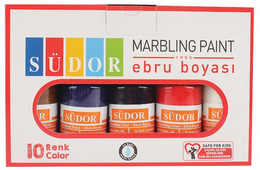 Südor Ebru Boyası Seti 10 Renk x 30 ml. Damlalıklı Şişe - 1