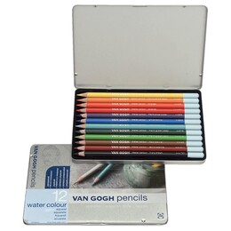 Talens Van Gogh Watercolor Pencil Aquarell Boya Kalemi Seti 12 Renk Metal Kutu - 1