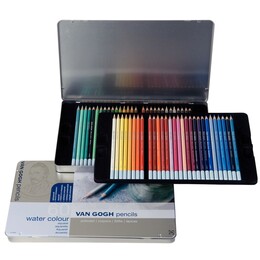 Talens Van Gogh Watercolor Pencil Aquarell Boya Kalemi Seti 60 Renk Metal Kutu - 1