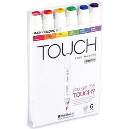 Touch Twin Brush Marker Fırça Uçlu Marker Seti 6 Renk ANA RENKLER - 1