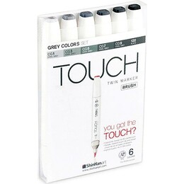 Touch Twin Brush Marker Fırça Uçlu Marker Seti 6 Renk GRİ TONLARI - 1