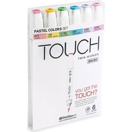 Touch Twin Brush Marker Fırça Uçlu Marker Seti 6 Renk PASTEL RENKLER - 1