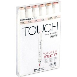 Touch Twin Brush Marker Fırça Uçlu Marker Seti 6 Renk TEN RENKLERİ A - 1