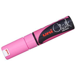 Uni Chalk 8 mm Kesik Uç Su Bazlı Sıvı Tebeşir Kalemi Fosforlu Pembe - 1