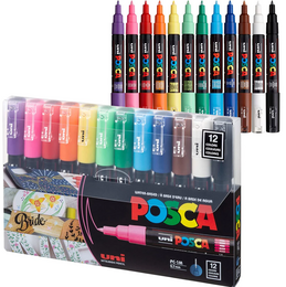 Uni Posca PC-1M 0.7 Su Bazlı Boyama Markörü Seti Pastel Renkler 12 RENK - 1