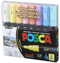 Uni Posca PC-1M 0.7 Su Bazlı Boyama Markörü Seti Pastel Renkler 8 RENK - 1