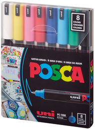 Uni Posca PC-1MR 0.7 Su Bazlı Boyama Markörü Seti Ana Renkler 8 RENK - 1