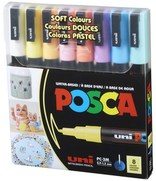 Uni Posca PC-3M 0.9-1.3 Su Bazlı Boyama Markörü Seti Pastel Renkler 8 RENK - 1