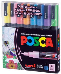 Uni Posca PC-3M 0.9-1.3 Su Bazlı Boyama Markörü Seti Simli Renkler 8 RENK - 1