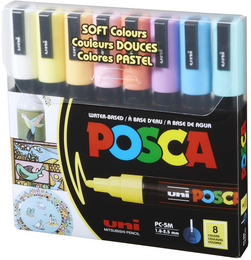 Uni Posca PC-5M 1.8-2.5 Su Bazlı Boyama Markörü Seti Pastel Renkler 8 RENK - 1