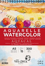 Van Dyck Aquacal Cold Pres İnce Dokulu Spiralli Sulu Boya Defteri Blok 300 gr. A5 15 yaprak - 1