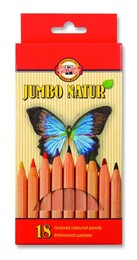 Koh-i Noor Jumbo Naturel Kalın Kuru Boya Kalemi Seti 18 Renk - 1