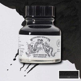 Winsor & Newton Drawing Ink Çizim Mürekkebi 14 ml. 754 Liquid Indian Ink - 1