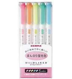 Zebra Mildliner Çift Uçlu İşaretleme Kalemi Seti 5'li Pastel Renkler - 1